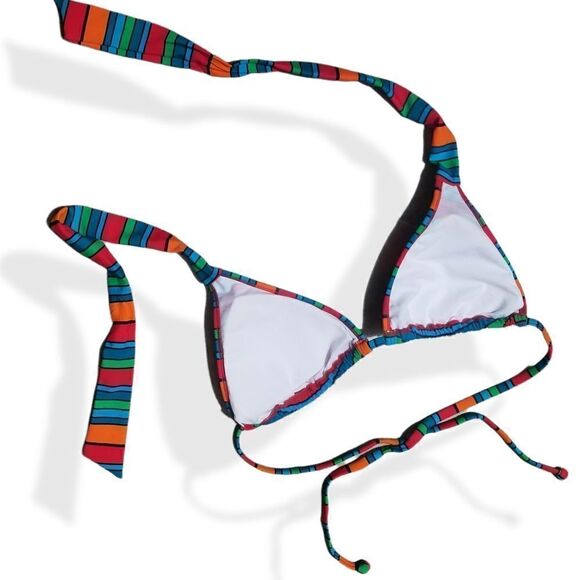 Striped String Bikini Top sz M - Picture 4 of 7